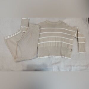 Sincerely Jules Beige and White Striped Set